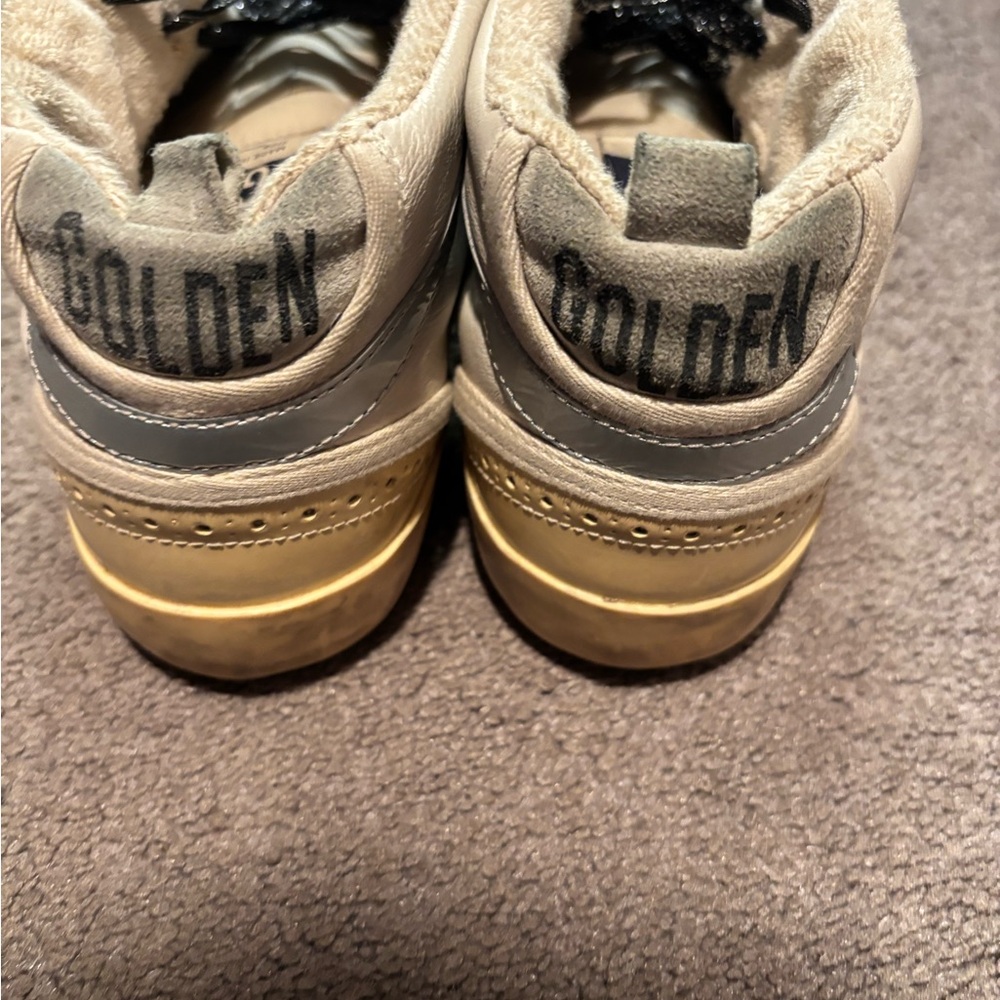 Golden Goose Cream and Black Glitter Sneakers - Picture 3 of 4